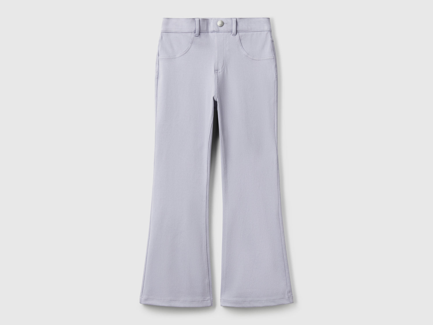 Pantaloni a zampa in cotone stretch da bambina pervinca | Benetton Outlet