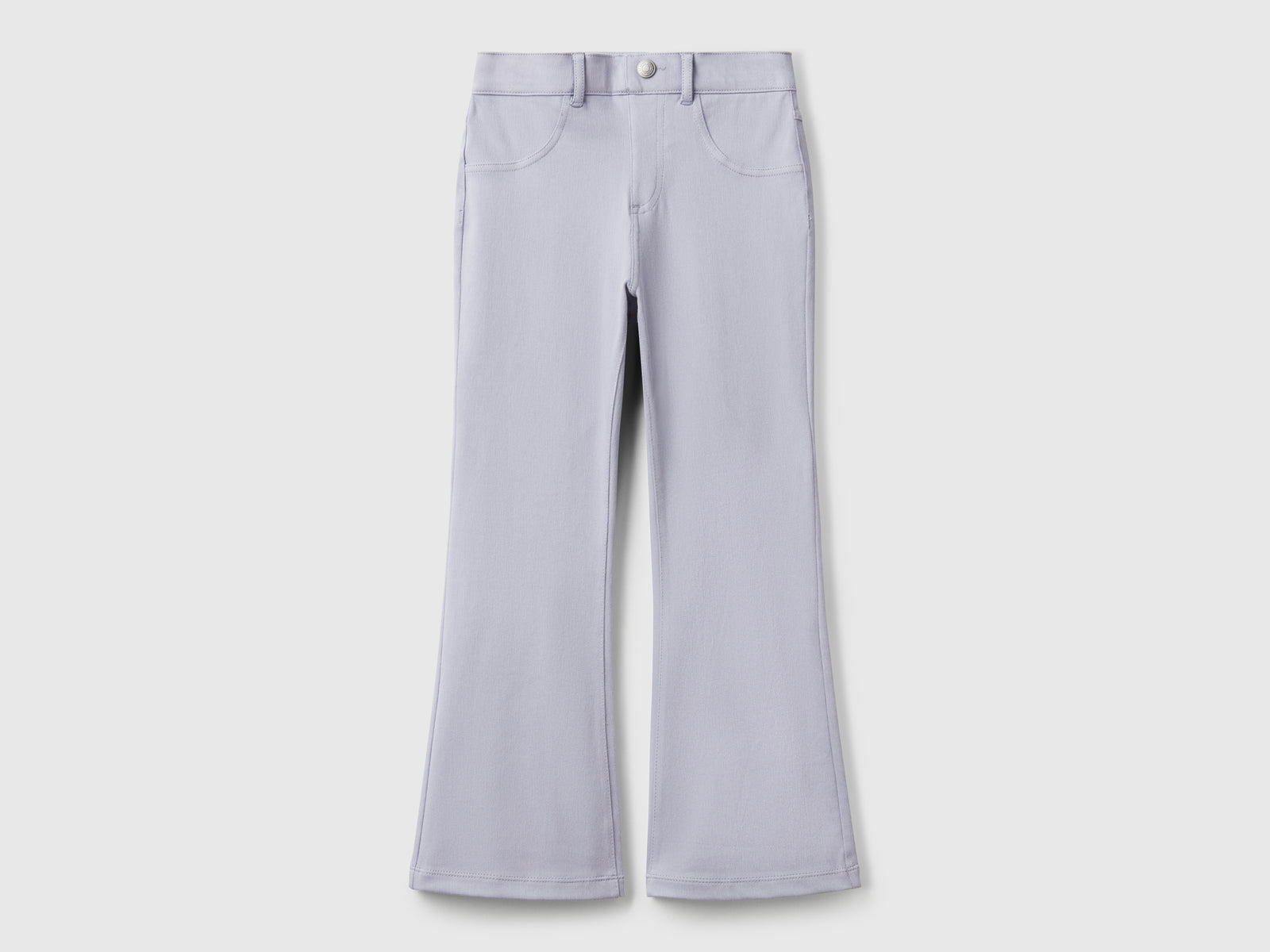 Pantaloni a zampa in cotone stretch da bambina pervinca | Benetton Outlet