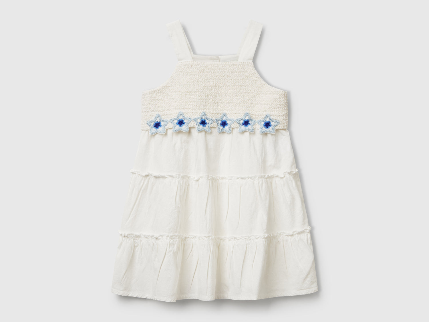 Abito con fiori macramè da bimba bianco panna | Benetton Outlet