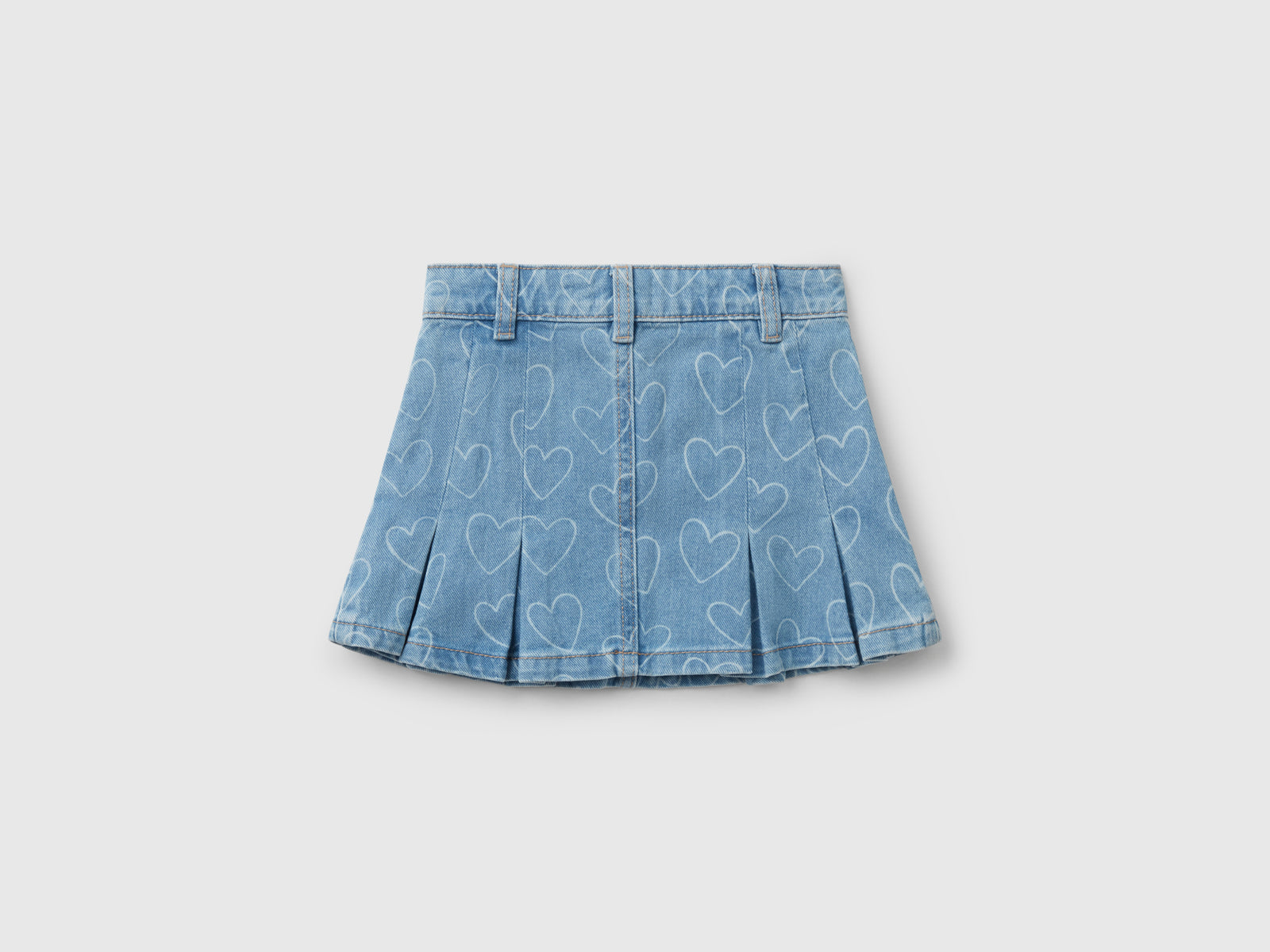 Gonna di jeans con pieghe da bimba blu 2 | Benetton Outlet