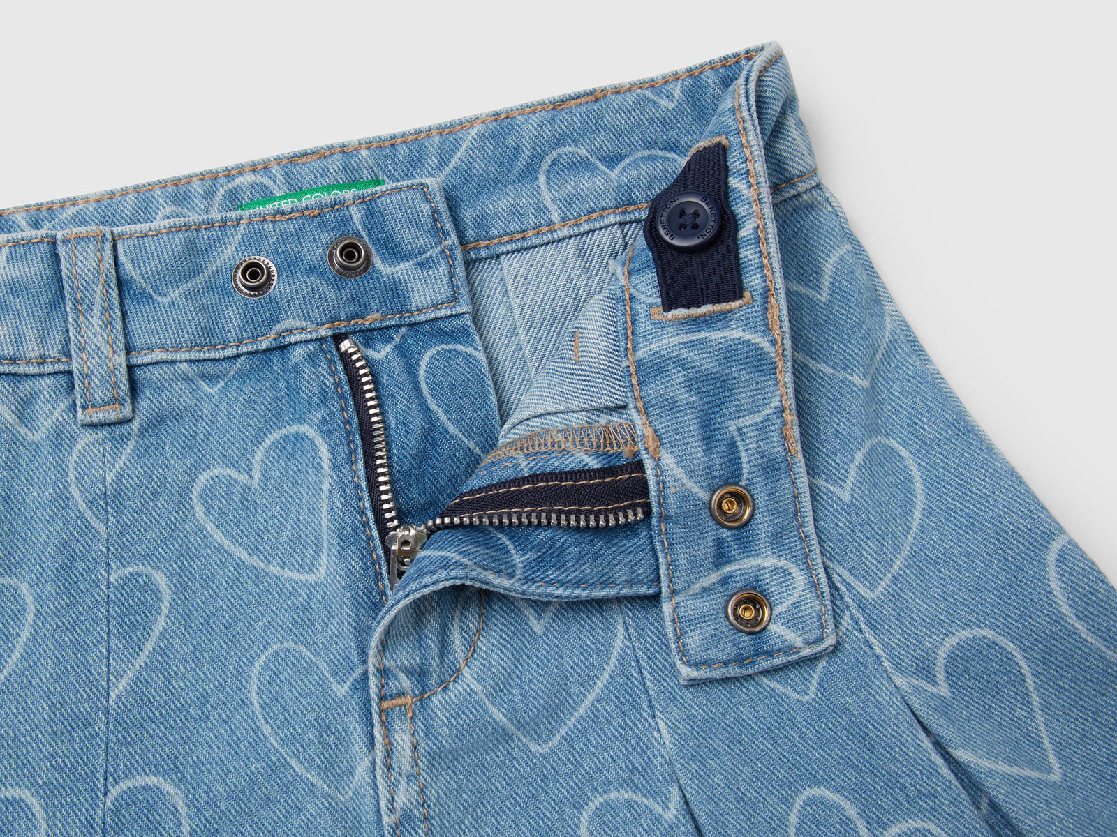Gonna di jeans con pieghe da bimba blu 3 | Benetton Outlet
