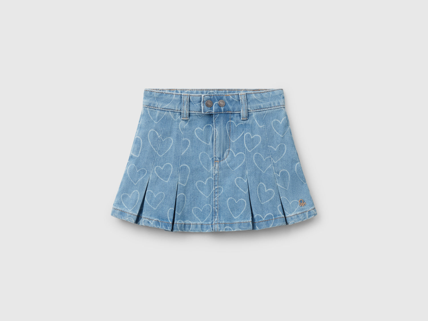 Gonna di jeans con pieghe da bimba blu | Benetton Outlet