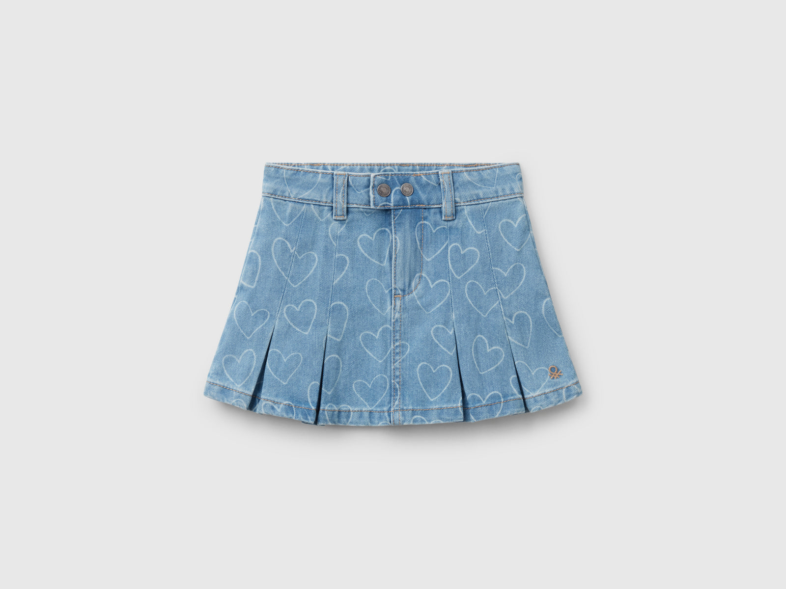 Gonna di jeans con pieghe da bimba blu | Benetton Outlet