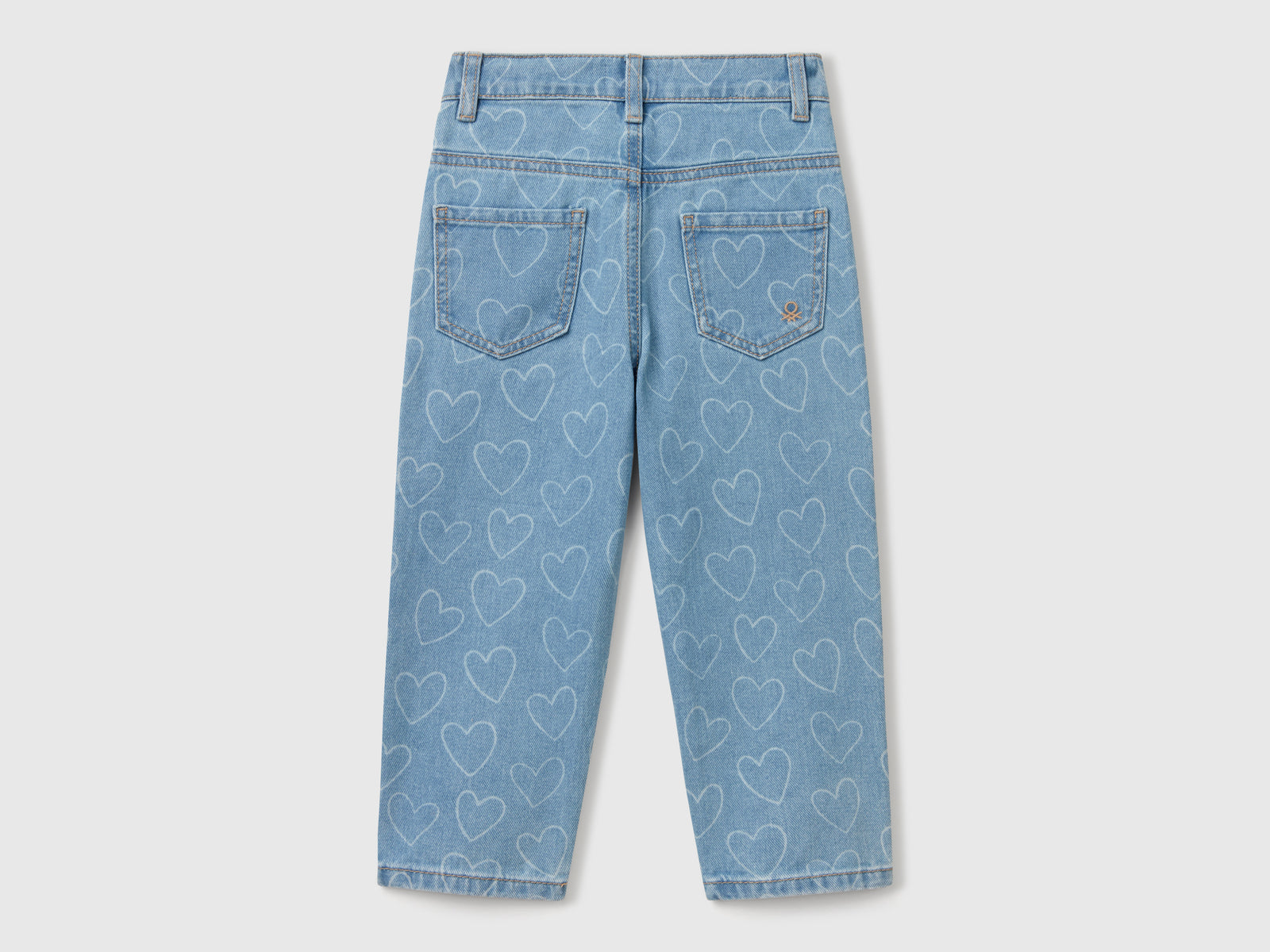 Jeans con stampa cuori da bimba blu 2 | Benetton Outlet