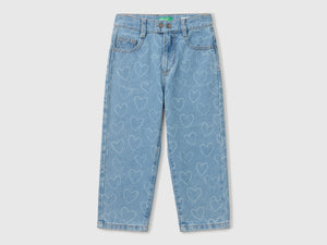 Jeans con stampa cuori