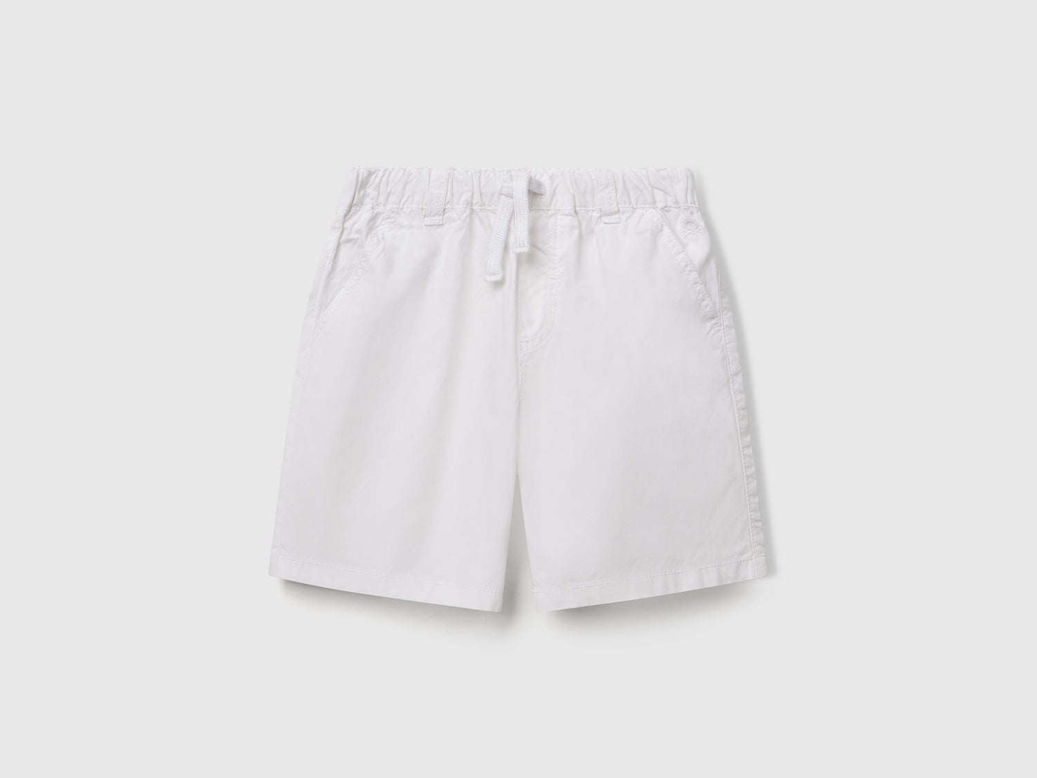 Shorts 100% cotone con coulisse da bimbo bianco | Benetton Outlet