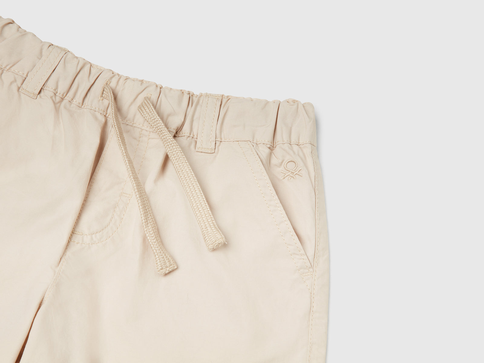 Shorts 100% cotone con coulisse da bimbo beige 3 | Benetton Outlet