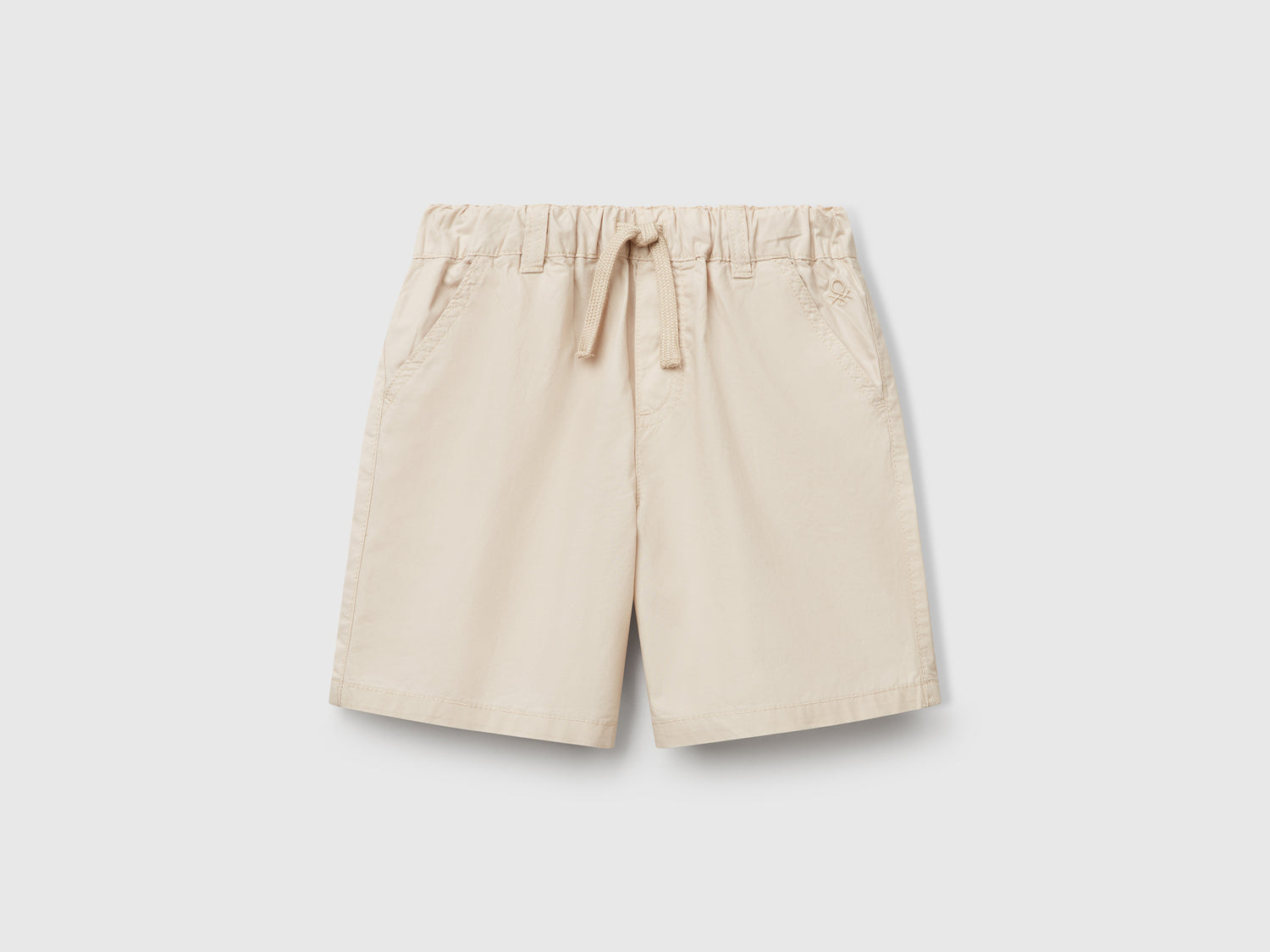 Shorts 100% cotone con coulisse da bimbo beige | Benetton Outlet