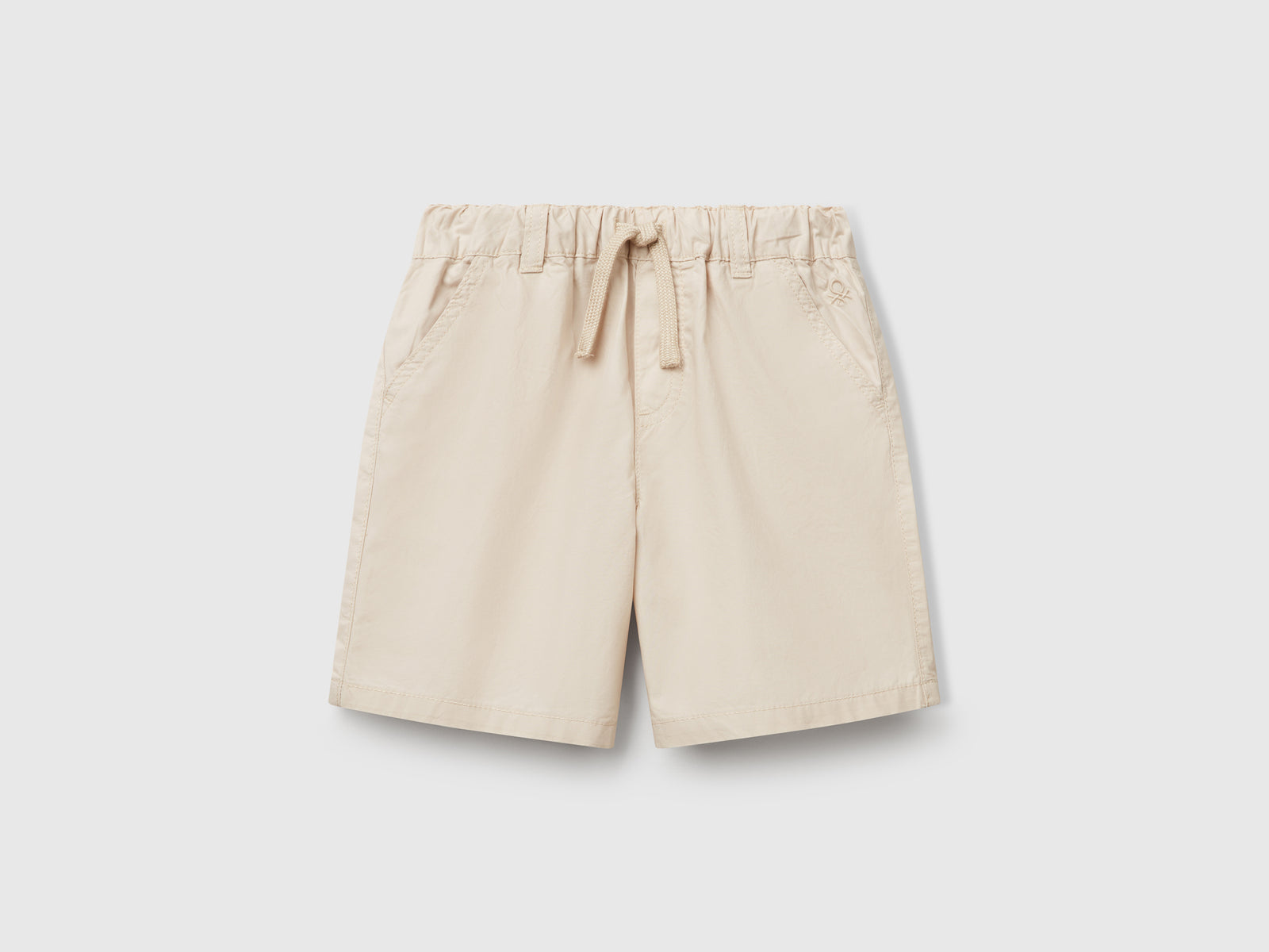 Shorts 100% cotone con coulisse da bimbo beige | Benetton Outlet