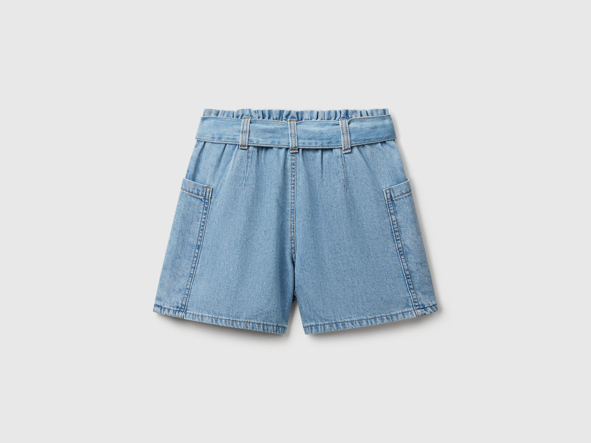 Bermuda paperbag di jeans leggero