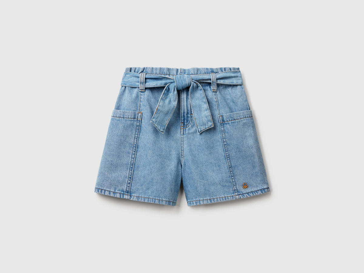 Bermuda paperbag di jeans leggero