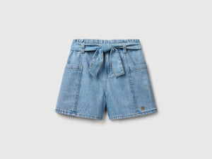 Bermuda paperbag di jeans leggero