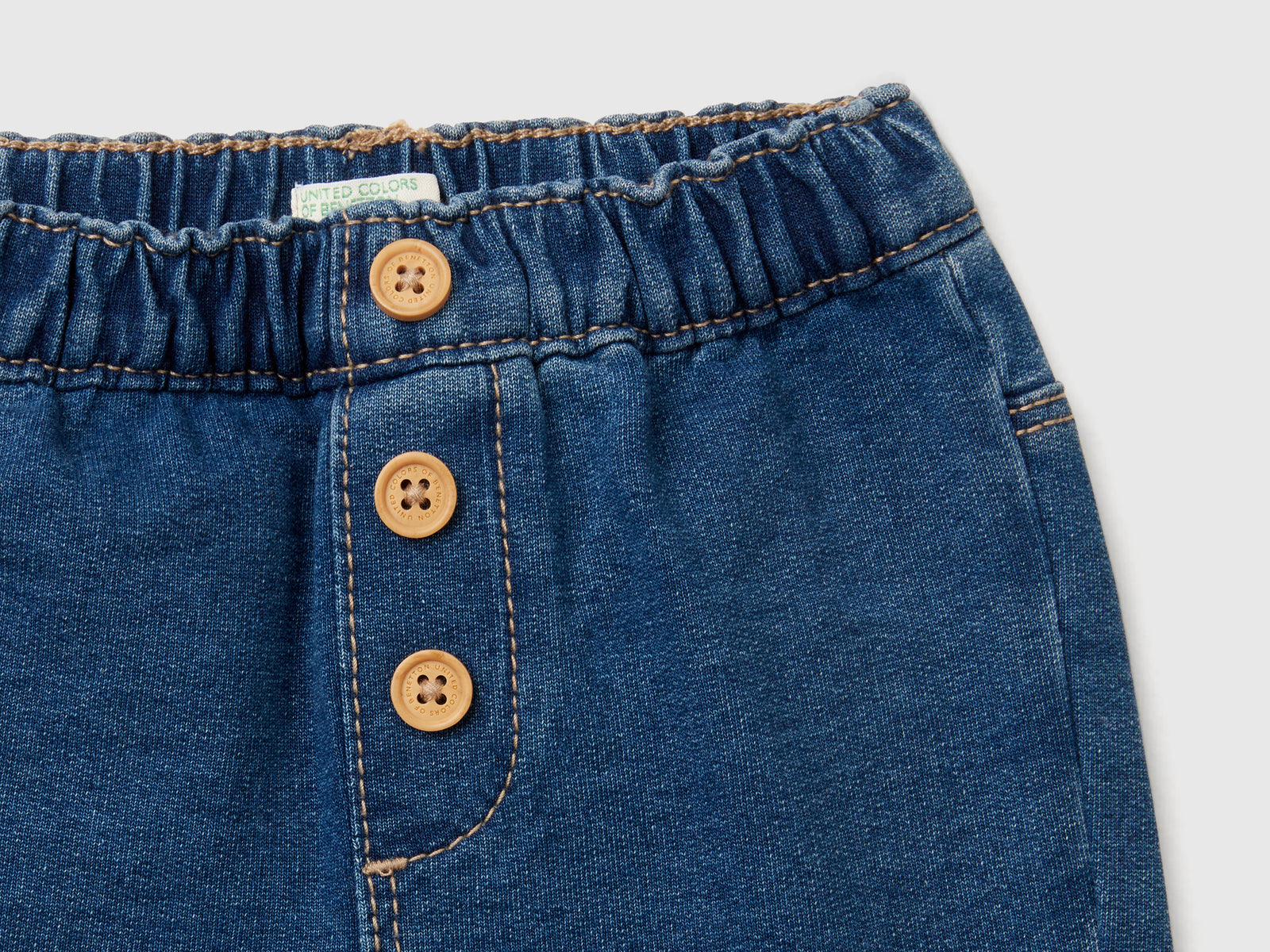 Pantaloni effetto denim da neonato blu 3 | Benetton Outlet