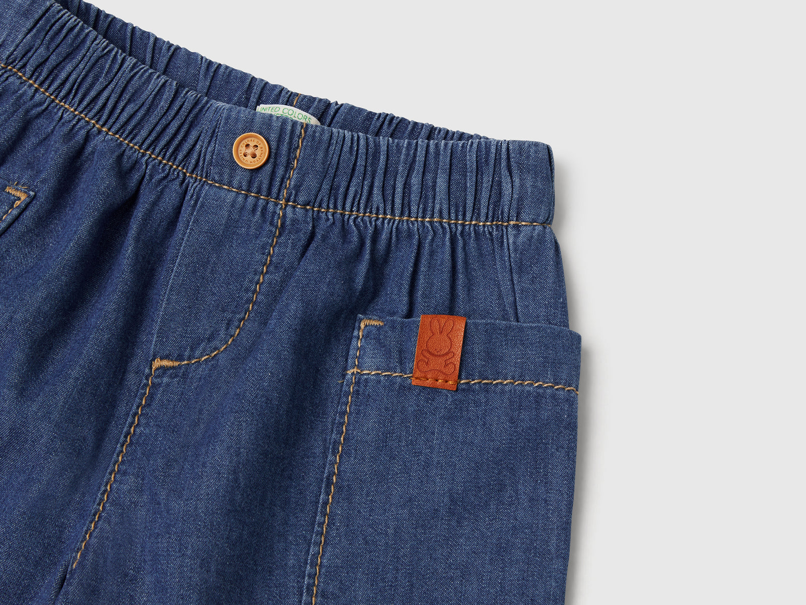 Pantaloni corti in jeans leggero da neonato blu scuro 3 | Benetton Outlet