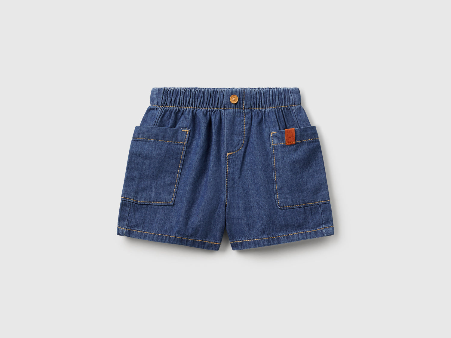 Pantaloni corti in jeans leggero da neonato blu scuro | Benetton Outlet