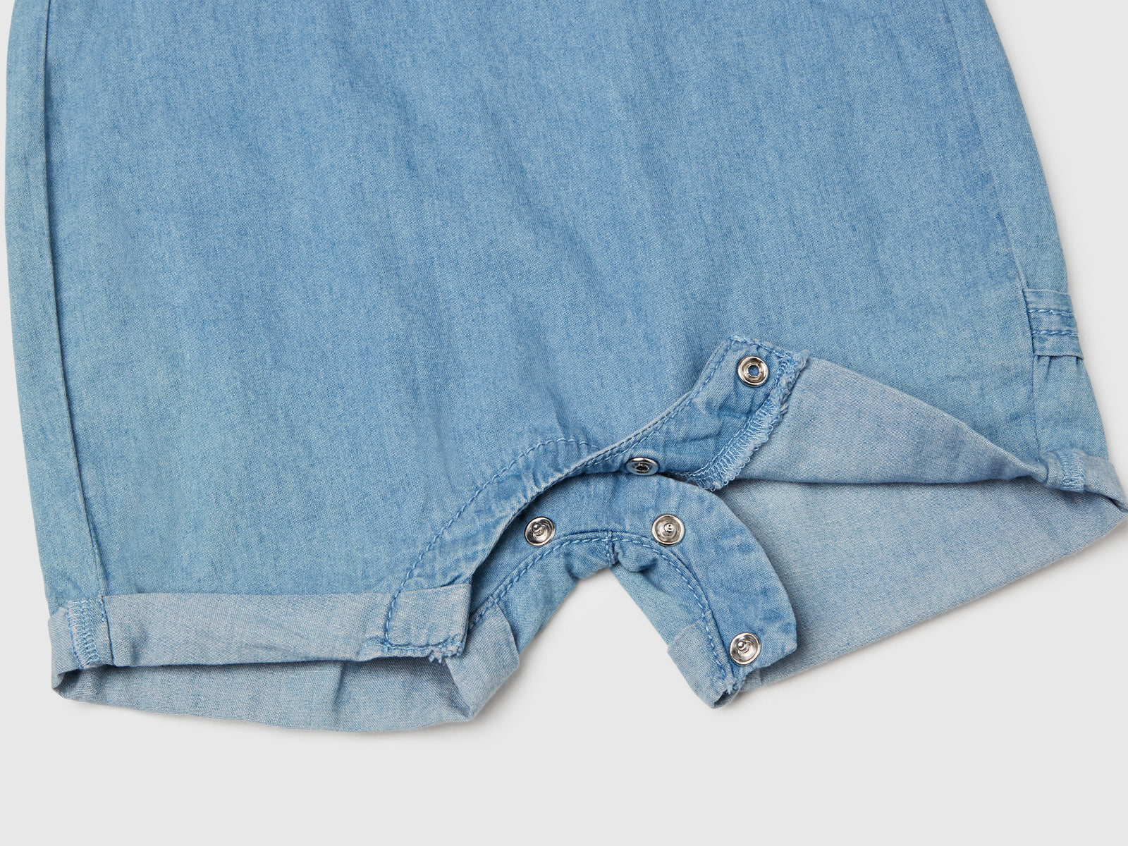 Salopette in chambray da neonato blu 3 | Benetton Outlet