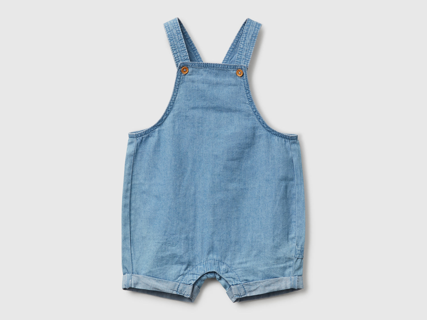 Salopette in chambray da neonato blu | Benetton Outlet