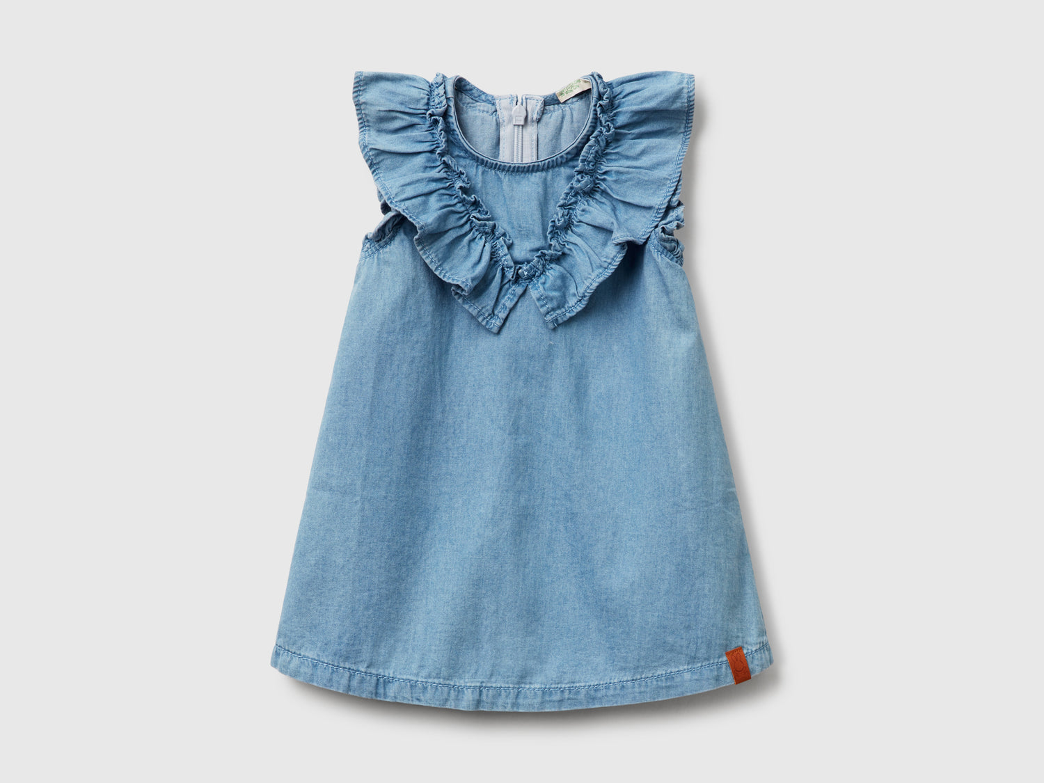 Vestito in chambray con volant da neonato blu | Benetton Outlet