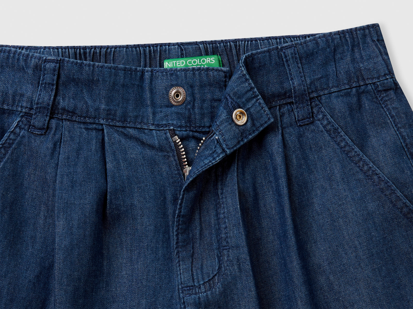 Bermuda in chambray da bambina blu scuro 3 | Benetton Outlet