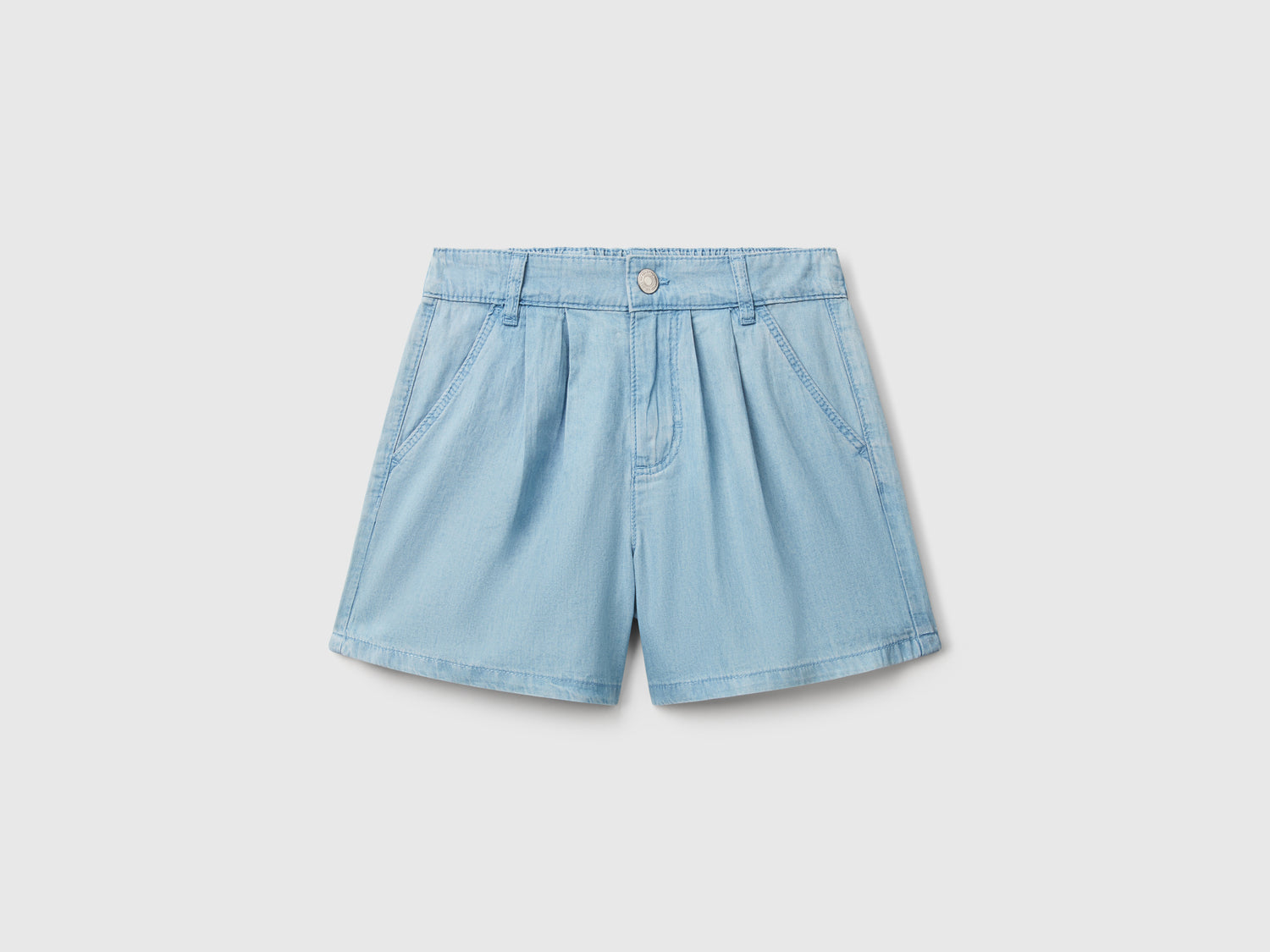 Bermuda in chambray da bambina azzurro | Benetton Outlet