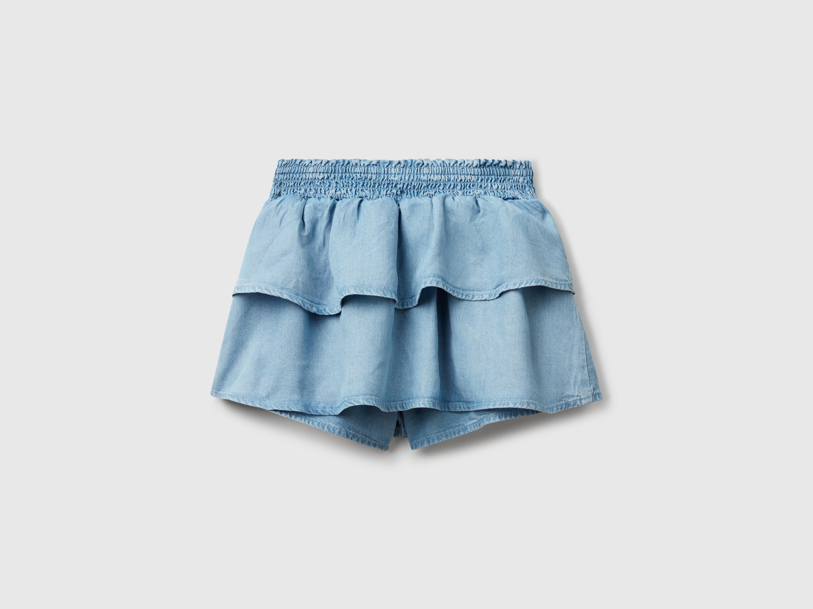 Minigonna in chambray con balze da bambina azzurro 2 | Benetton Outlet