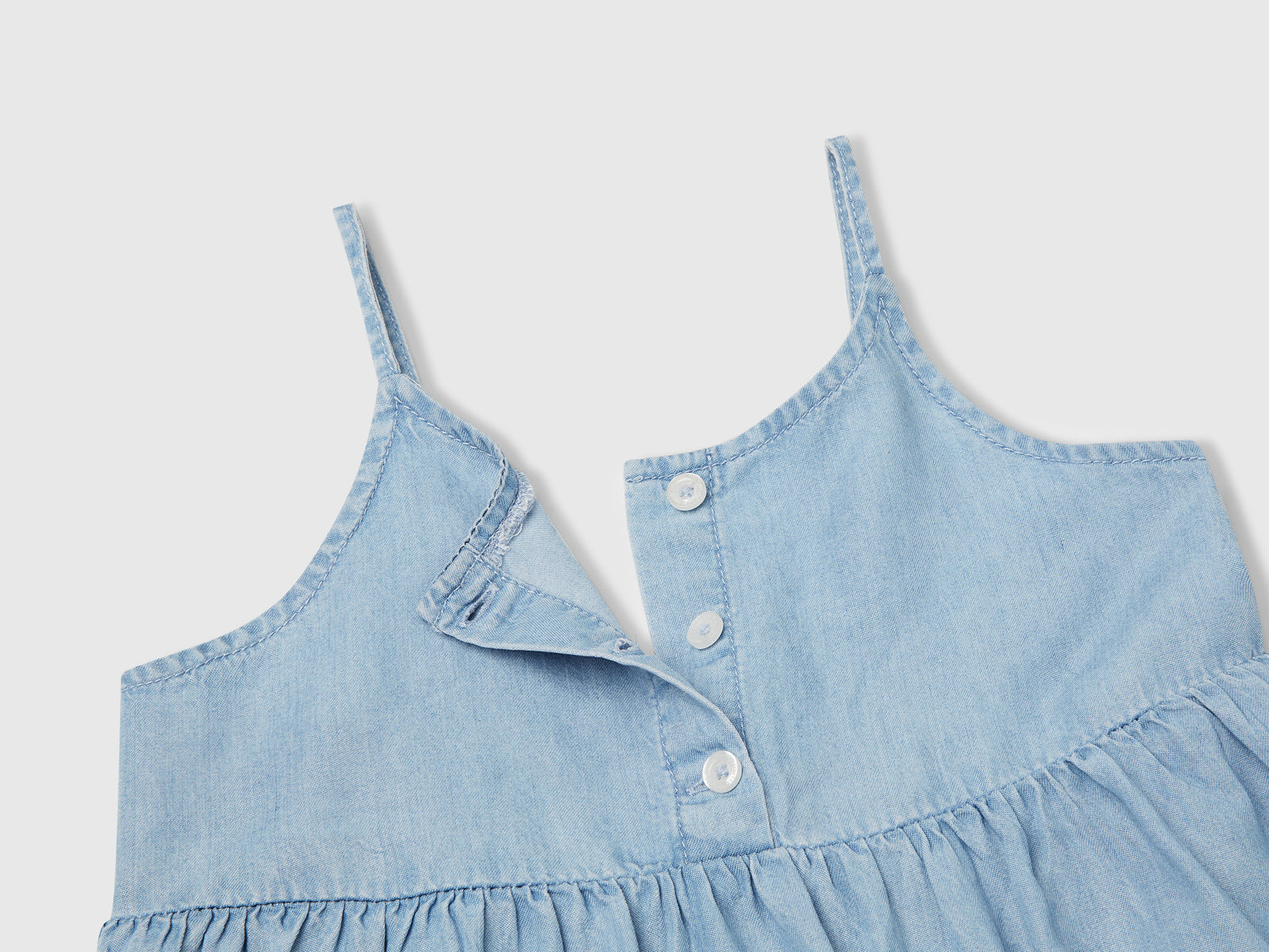 Vestito in chambray da bambina azzurro 3 | Benetton Outlet