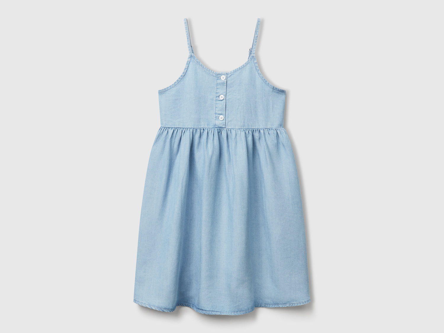 Vestito in chambray da bambina azzurro | Benetton Outlet