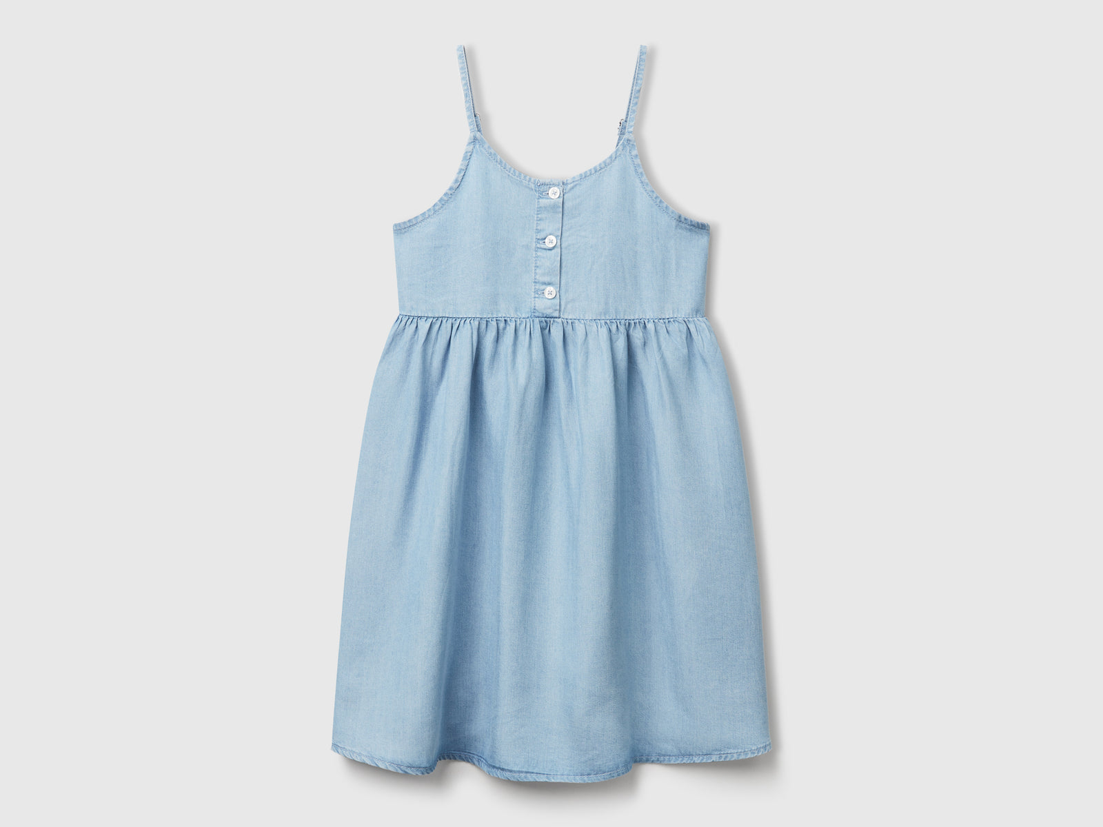 Vestito in chambray da bambina azzurro | Benetton Outlet