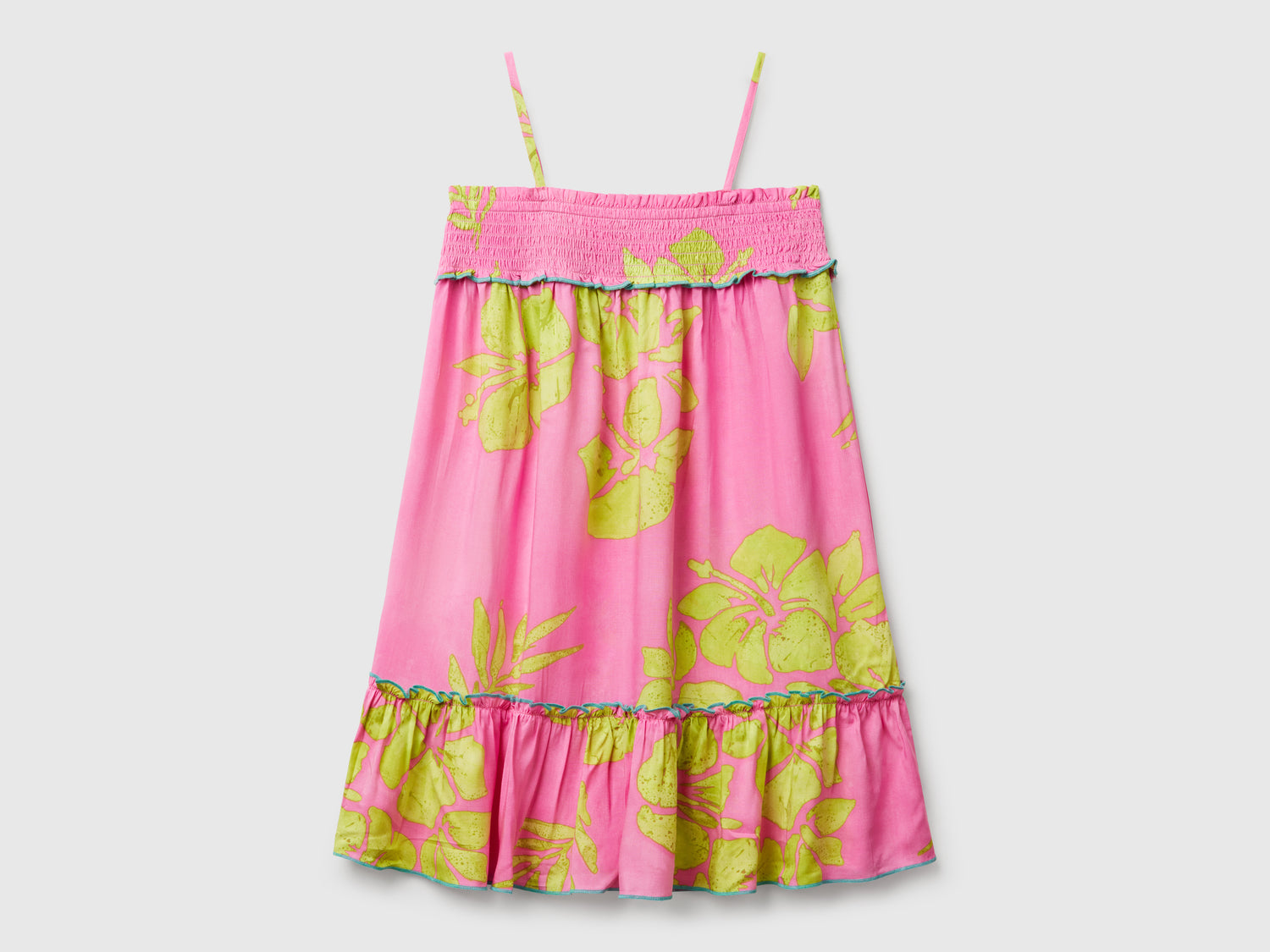 Vestito fluido con stampa fiori da bambina rosa | Benetton Outlet