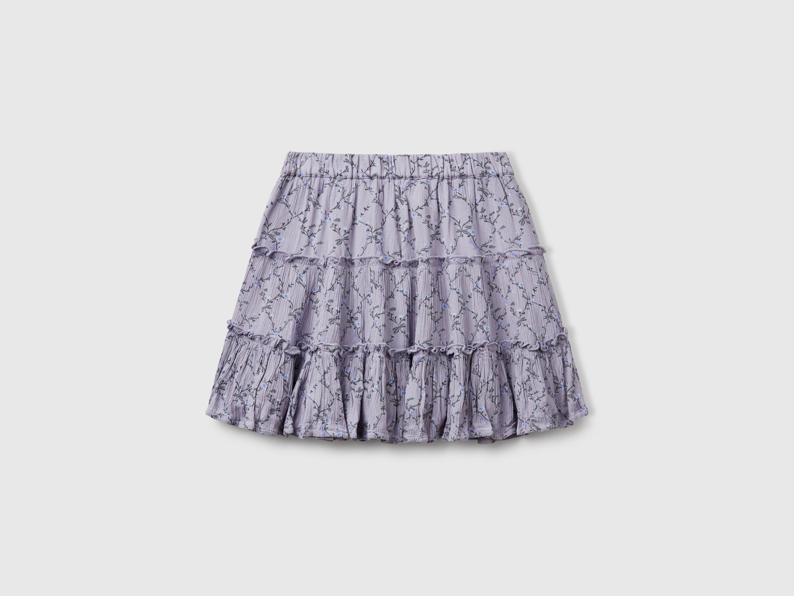 Minigonna a fiori con balze da bambina malva 2 | Benetton Outlet