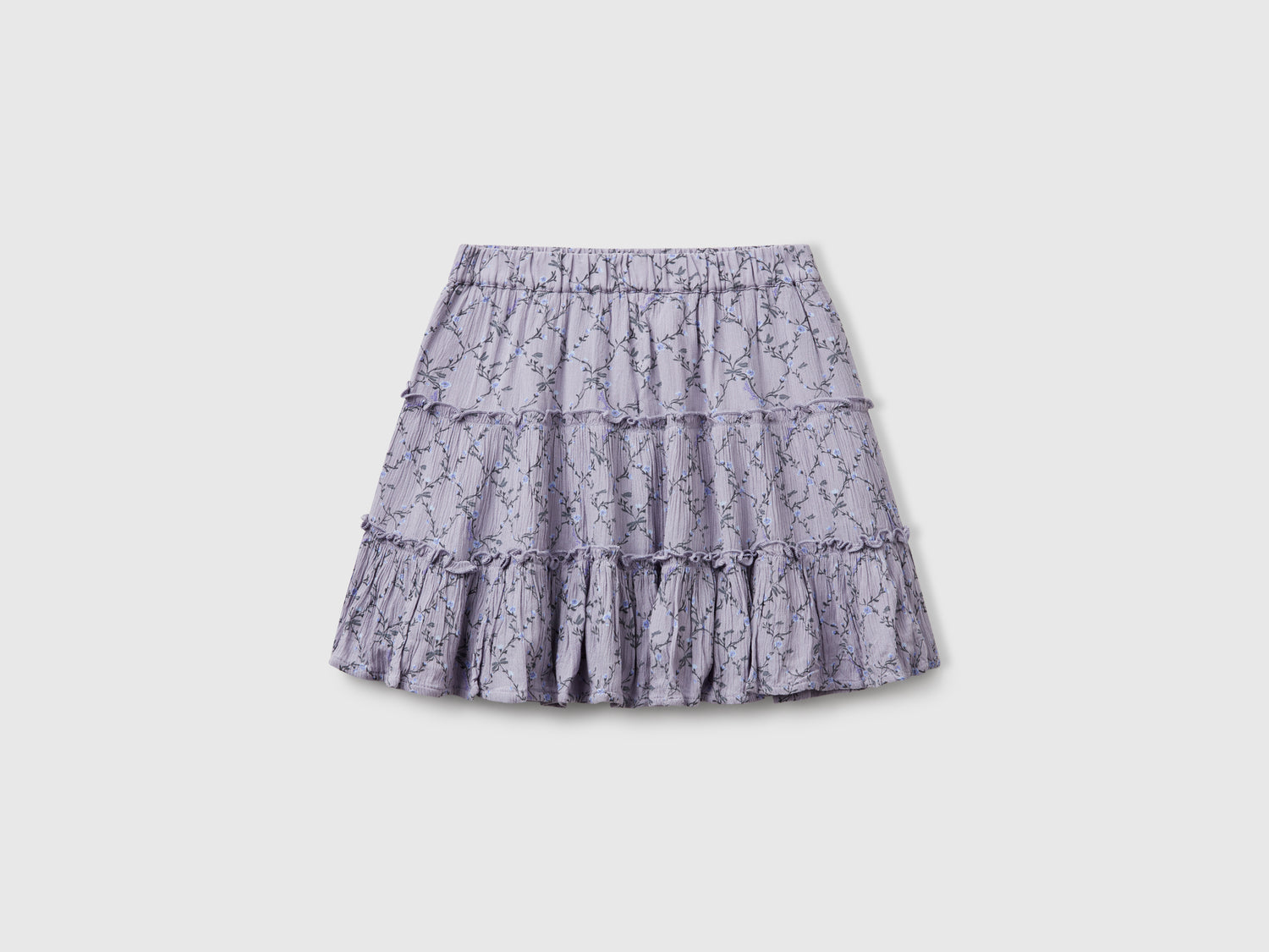 Minigonna a fiori con balze da bambina malva | Benetton Outlet