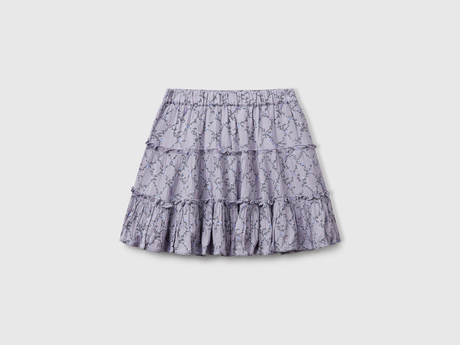 Minigonna a fiori con balze da bambina malva | Benetton Outlet