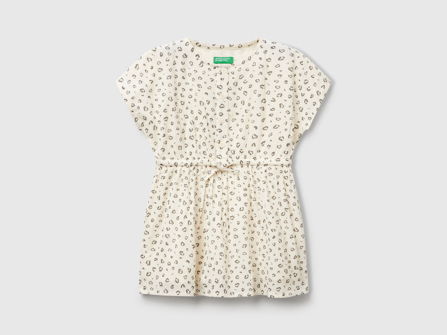 Abito con stampa animalier da bimba bianco panna | Benetton Outlet