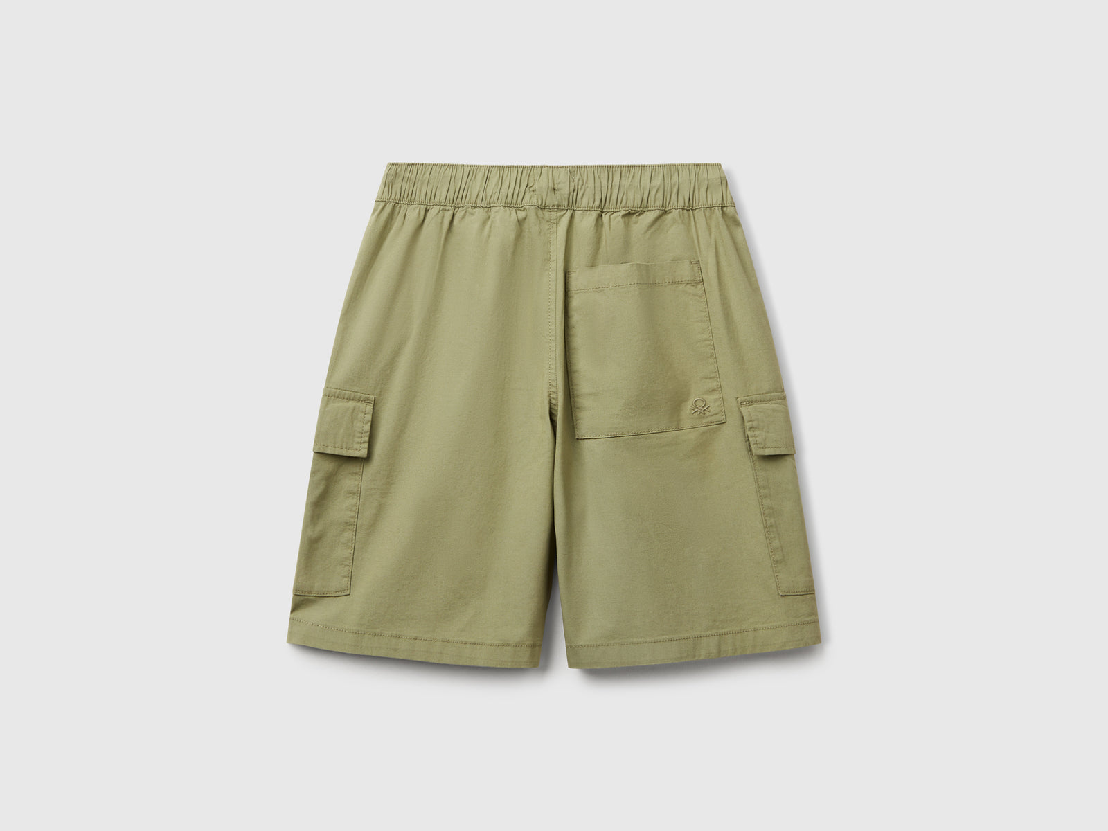 Bermuda parachute in cotone stretch da bambino verde oliva 2 | Benetton Outlet