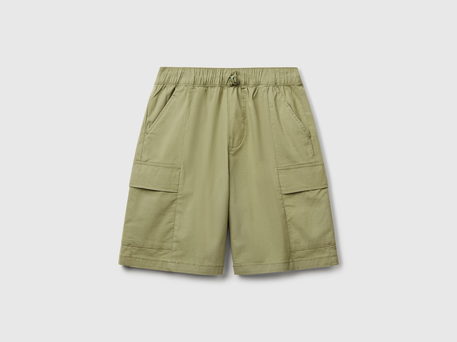 Bermuda parachute in cotone stretch da bambino verde oliva | Benetton Outlet