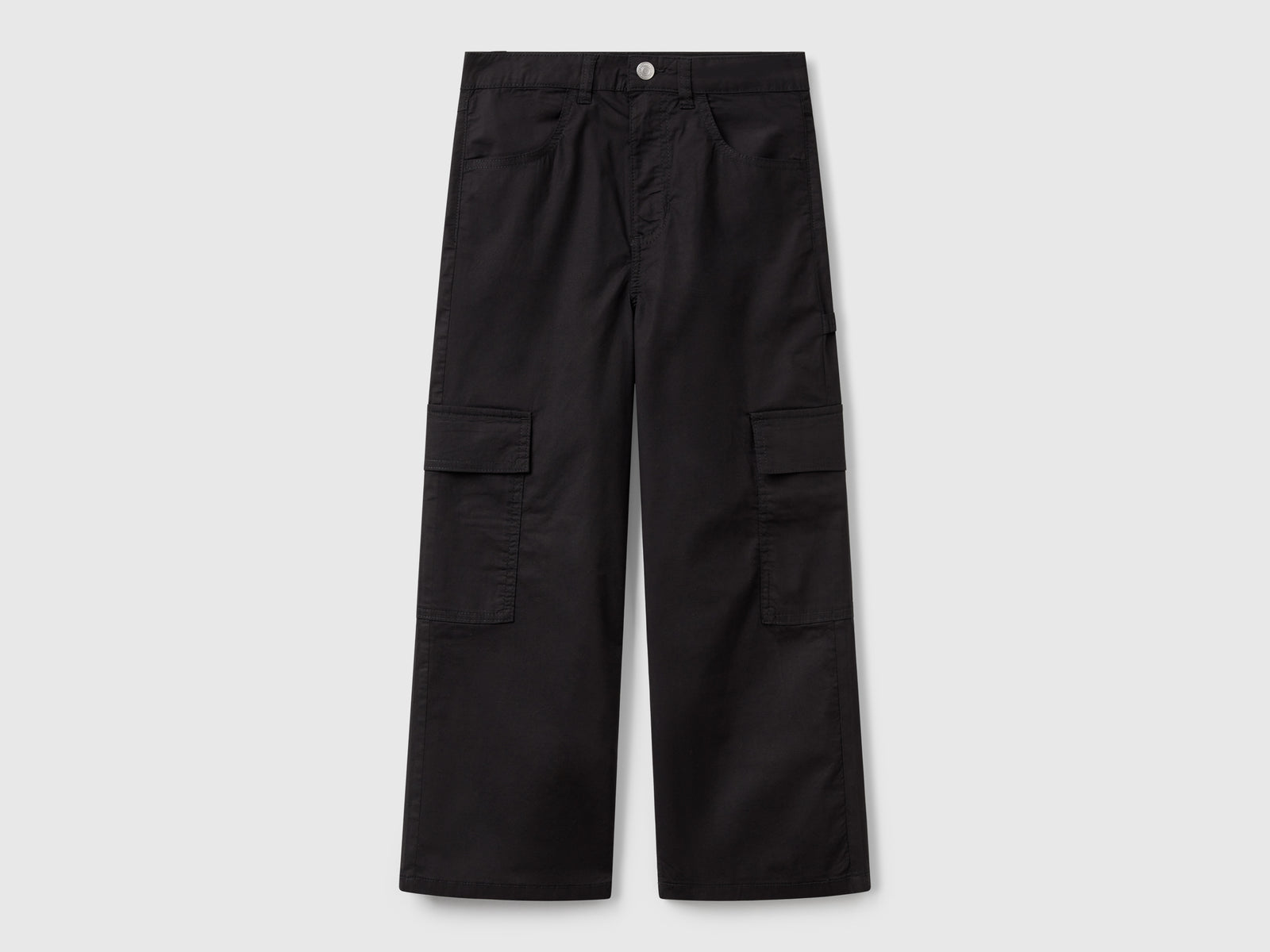 Pantaloni cargo wide fit da bambina nero | Benetton Outlet
