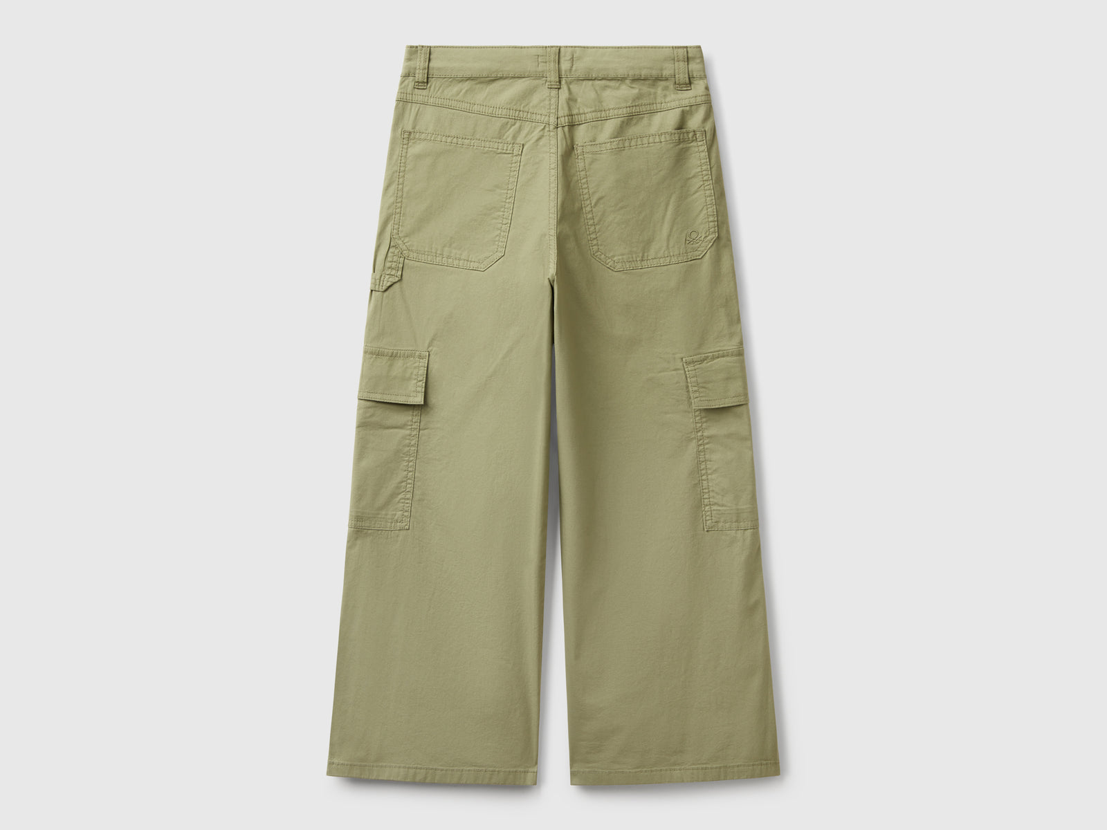 Pantaloni cargo wide fit da bambina verde oliva 2 | Benetton Outlet