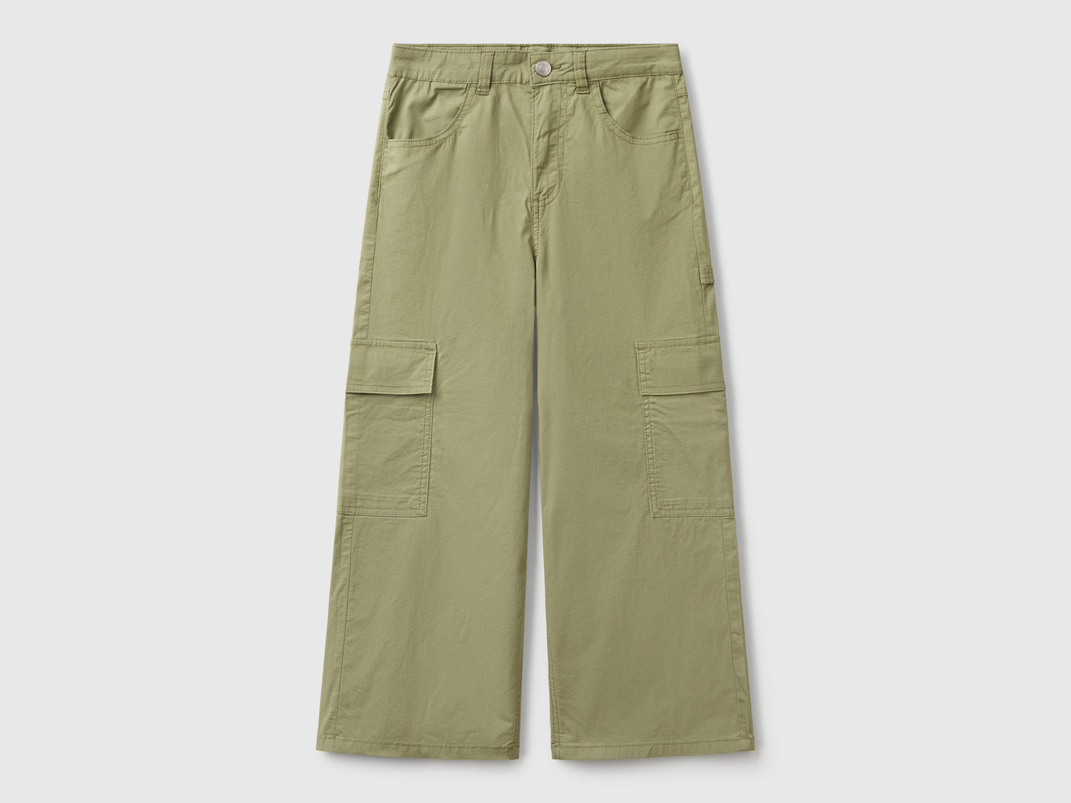 Pantaloni cargo wide fit da bambina verde oliva | Benetton Outlet