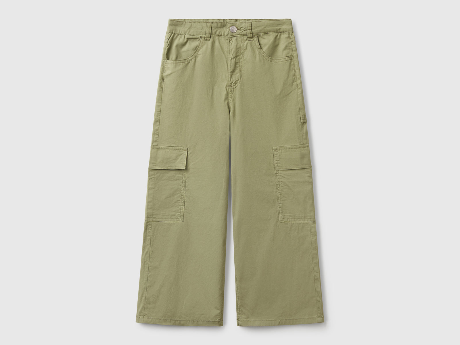 Pantaloni cargo wide fit da bambina verde oliva | Benetton Outlet