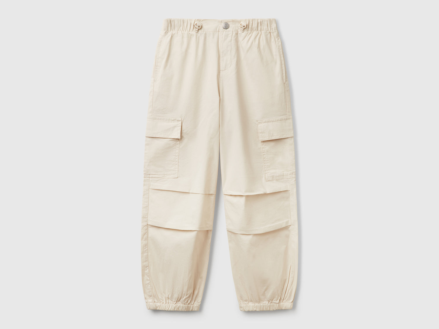 Pantaloni cargo in cotone stretch da bambina beige | Benetton Outlet