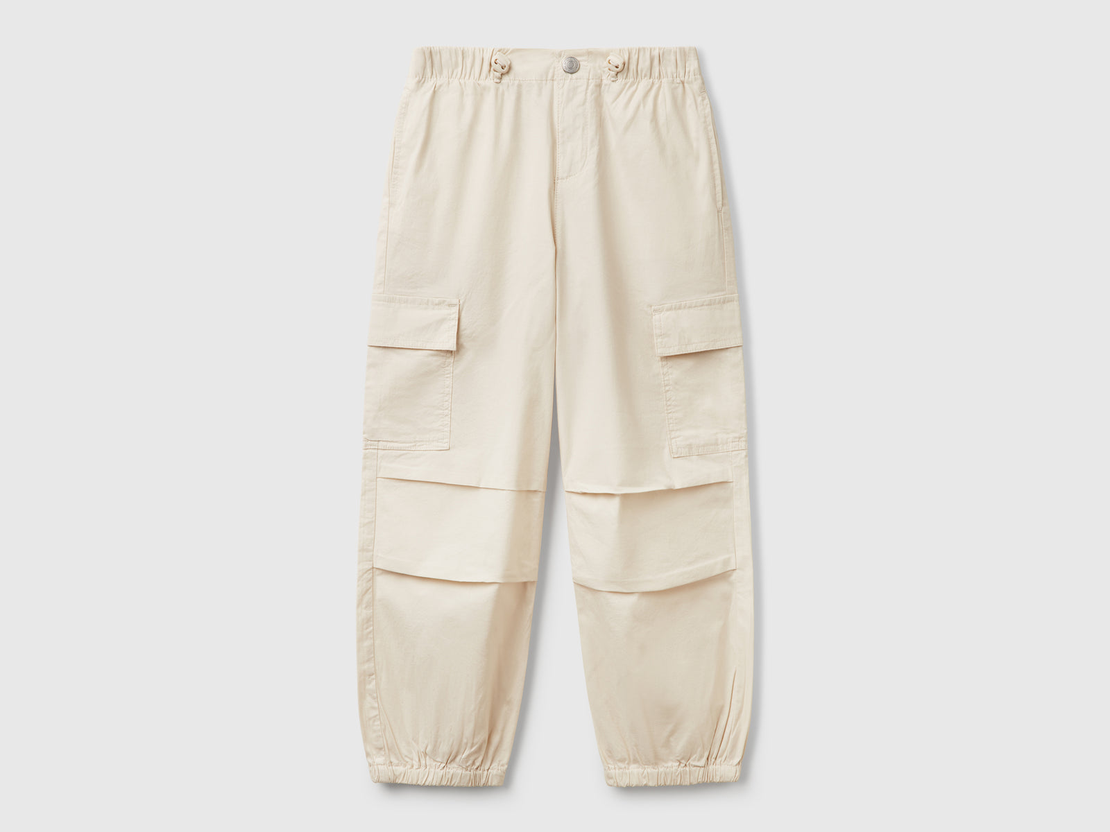 Pantaloni cargo in cotone stretch da bambina beige | Benetton Outlet