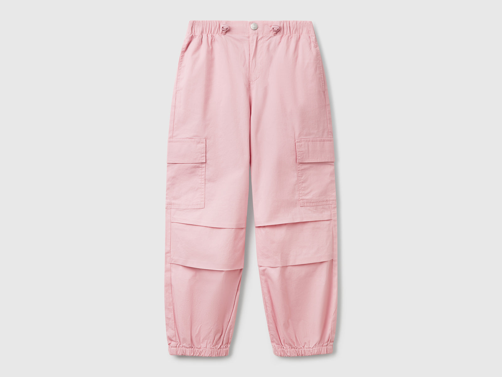 Pantaloni cargo in cotone stretch da bambina rosa | Benetton Outlet