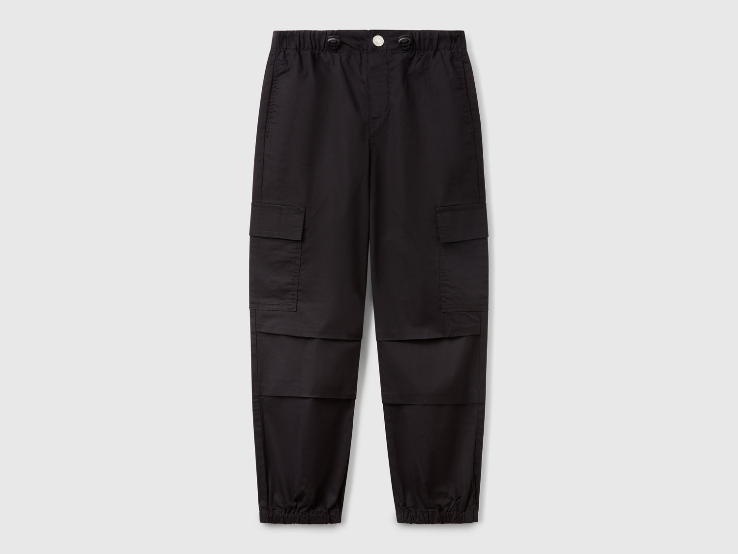 Pantaloni cargo in cotone stretch da bambina nero | Benetton Outlet