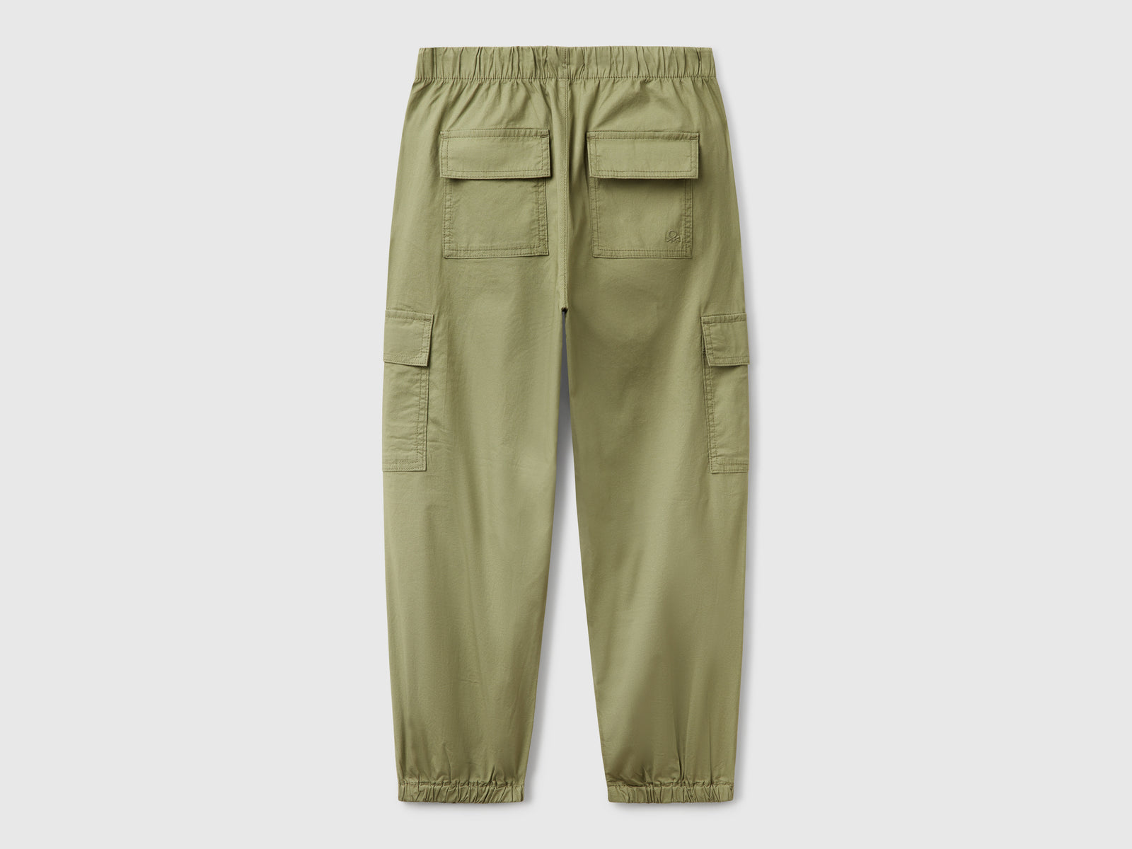 Pantaloni cargo in cotone stretch da bambina verde oliva 2 | Benetton Outlet