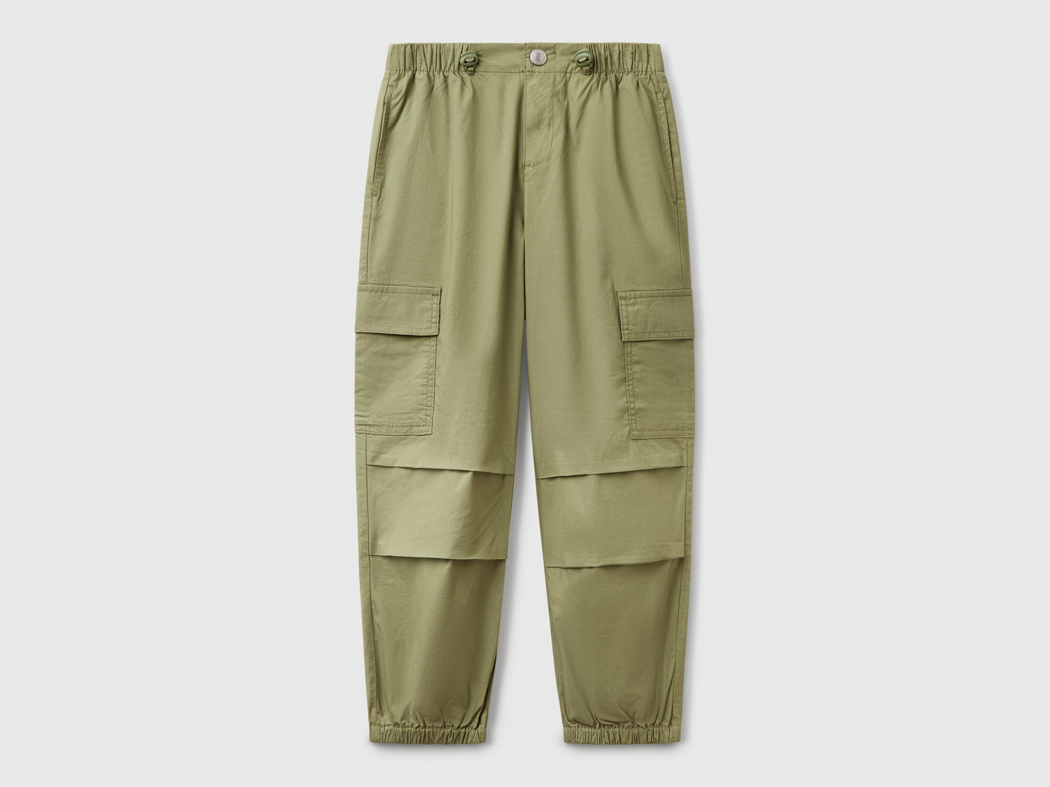 Pantaloni cargo in cotone stretch da bambina verde oliva | Benetton Outlet