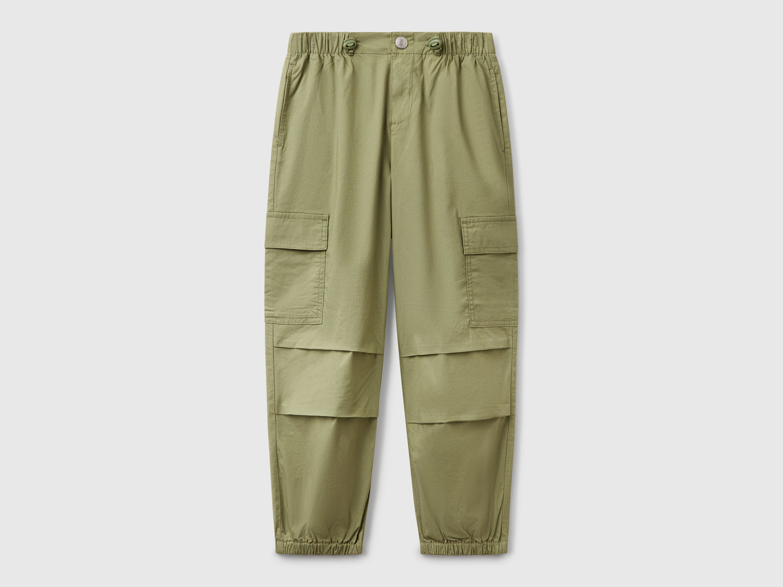 Pantaloni cargo in cotone stretch da bambina verde oliva | Benetton Outlet