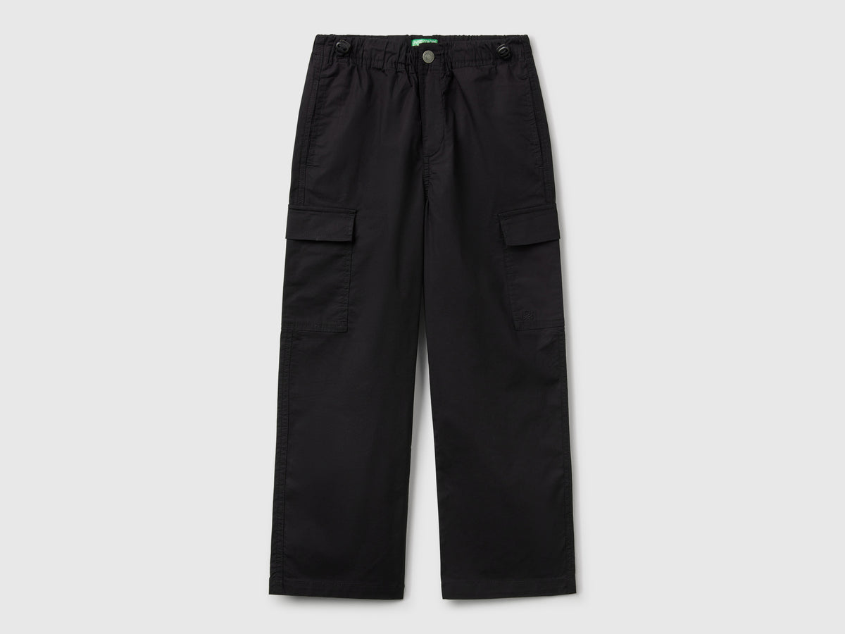 Pantaloni parachute in cotone stretch