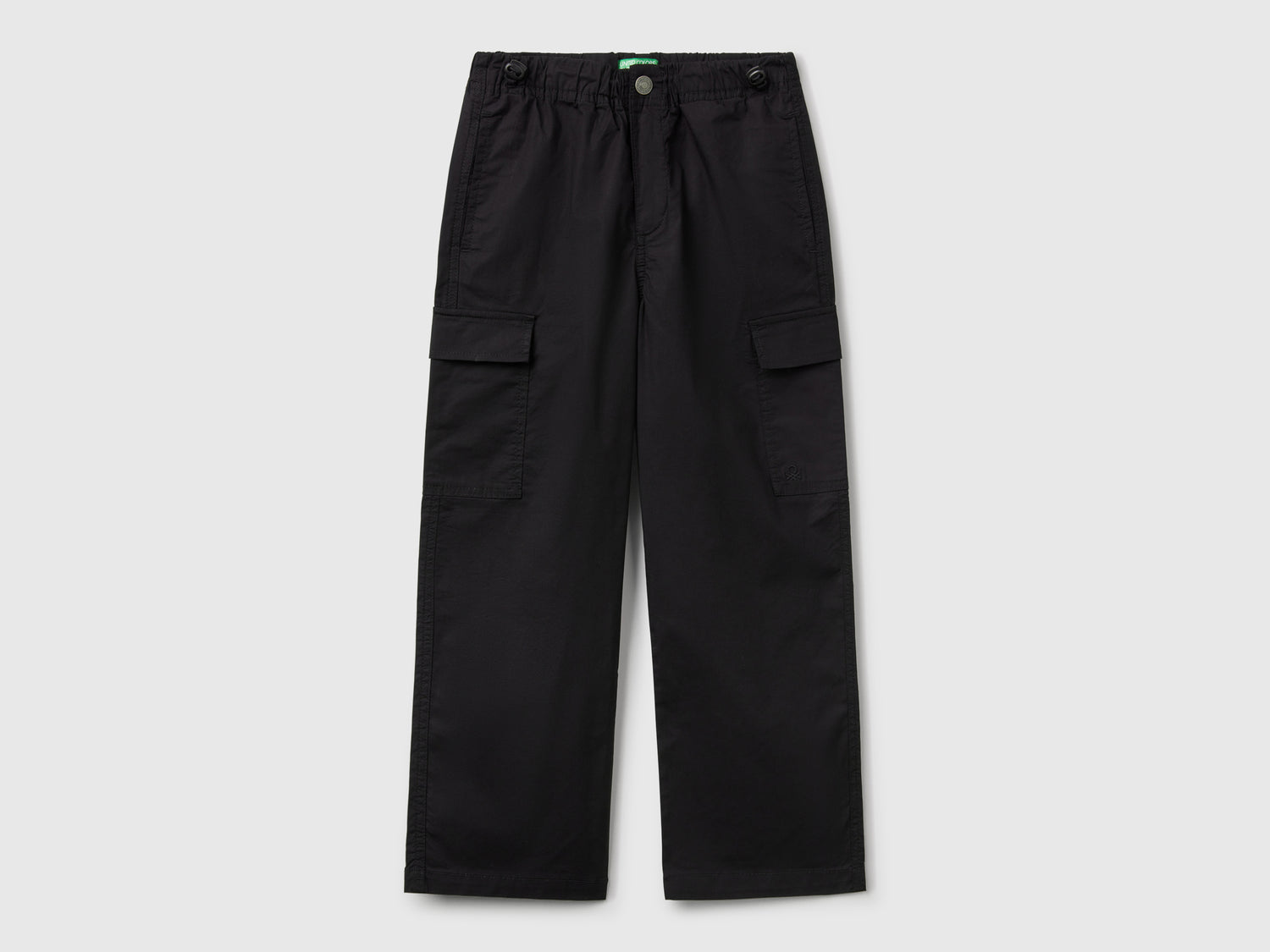 Pantaloni parachute in cotone stretch da bambino nero | Benetton Outlet