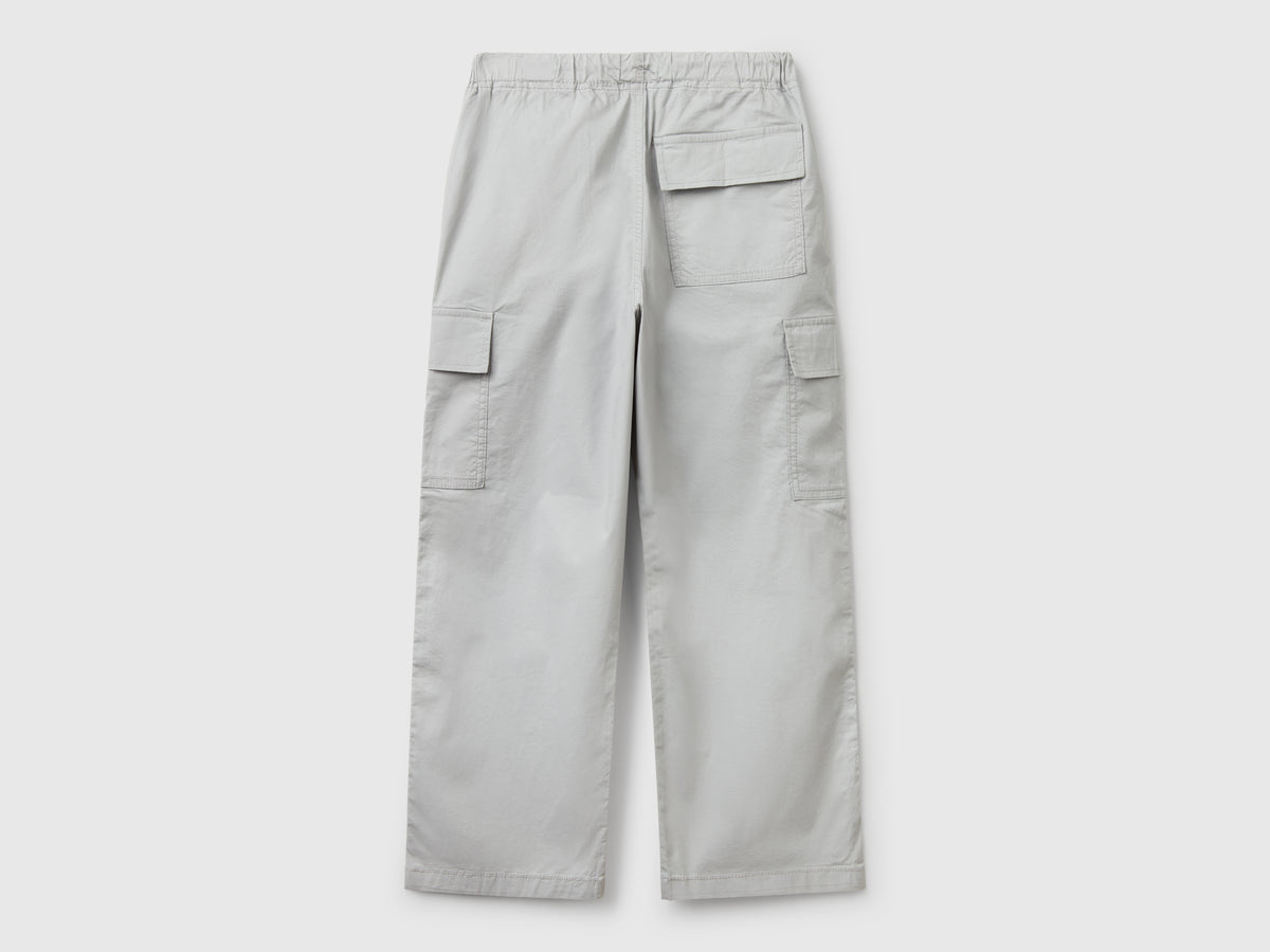 Pantaloni parachute in cotone stretch
