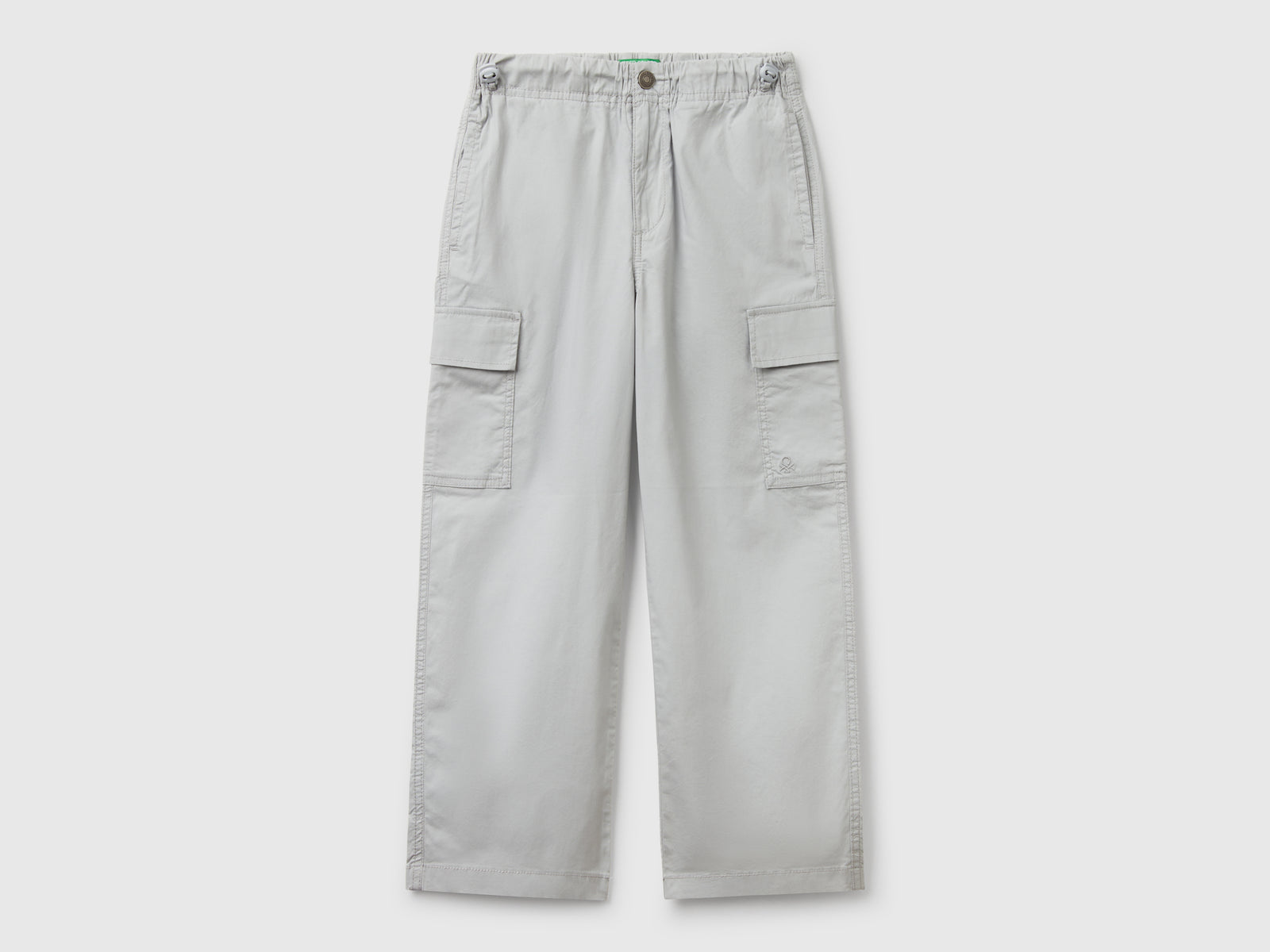 Pantaloni parachute in cotone stretch da bambino grigio | Benetton Outlet